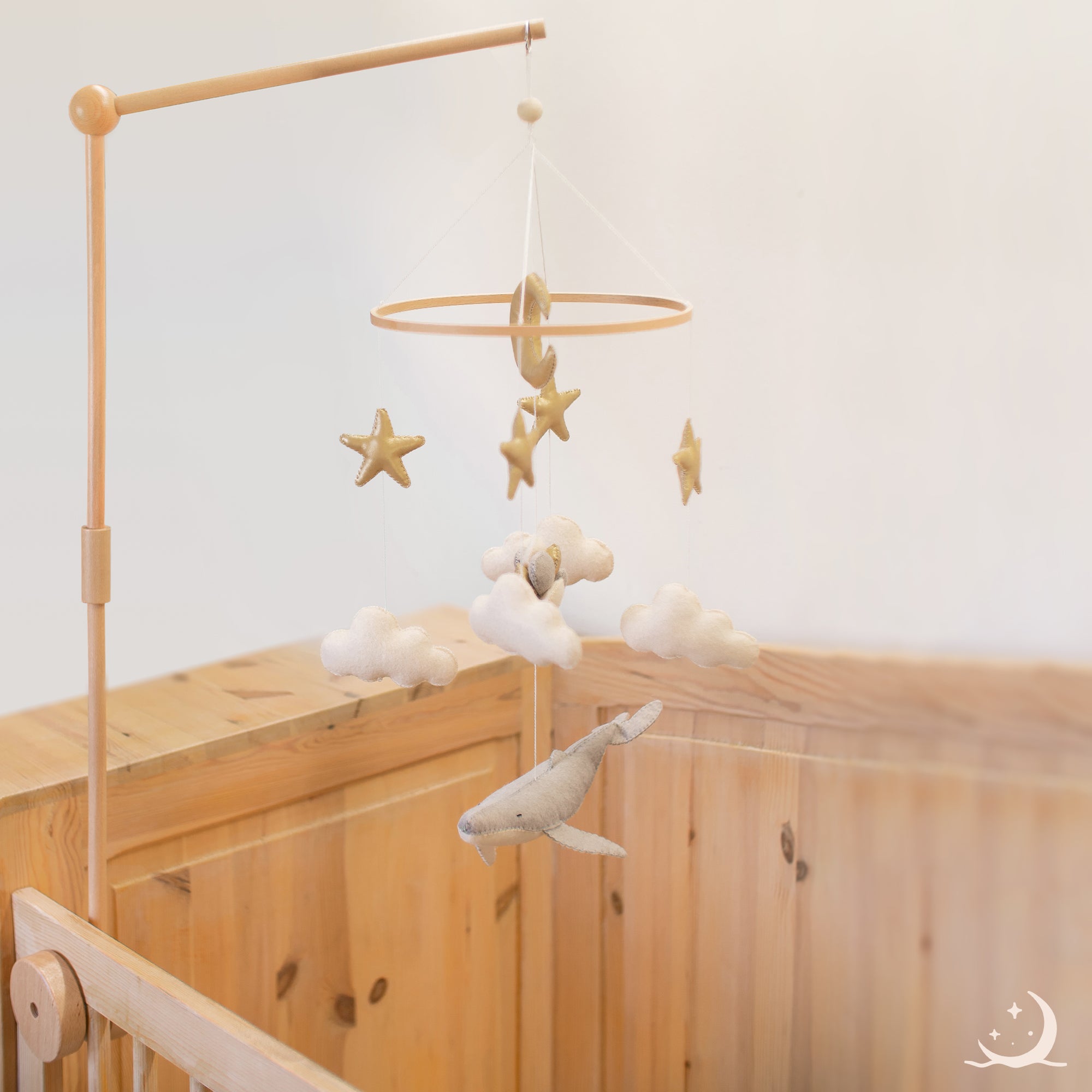 Grey Whale Crib Mobile with Holder