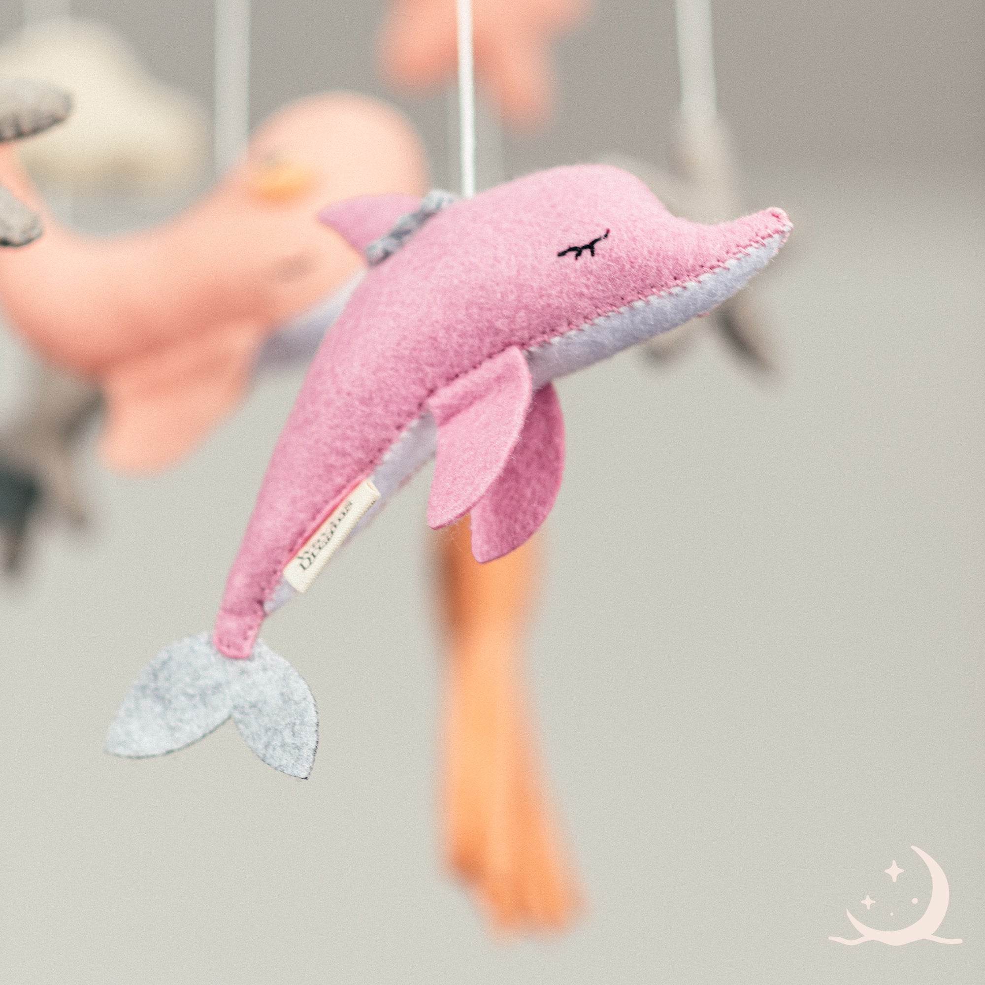 Pink Dolphin Crib Mobile