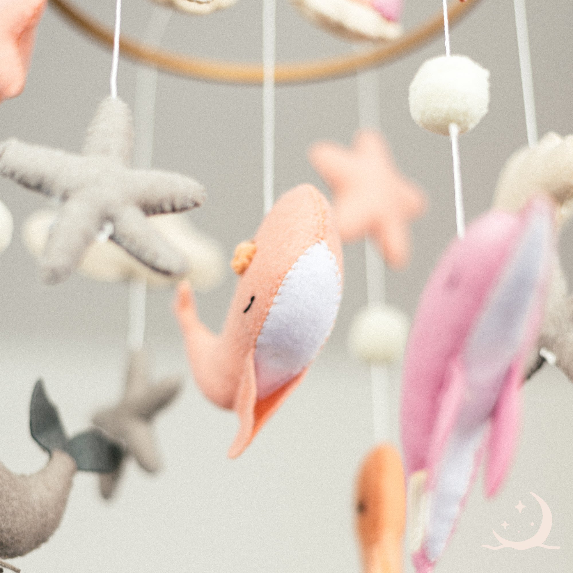 Pink Dolphin Crib Mobile