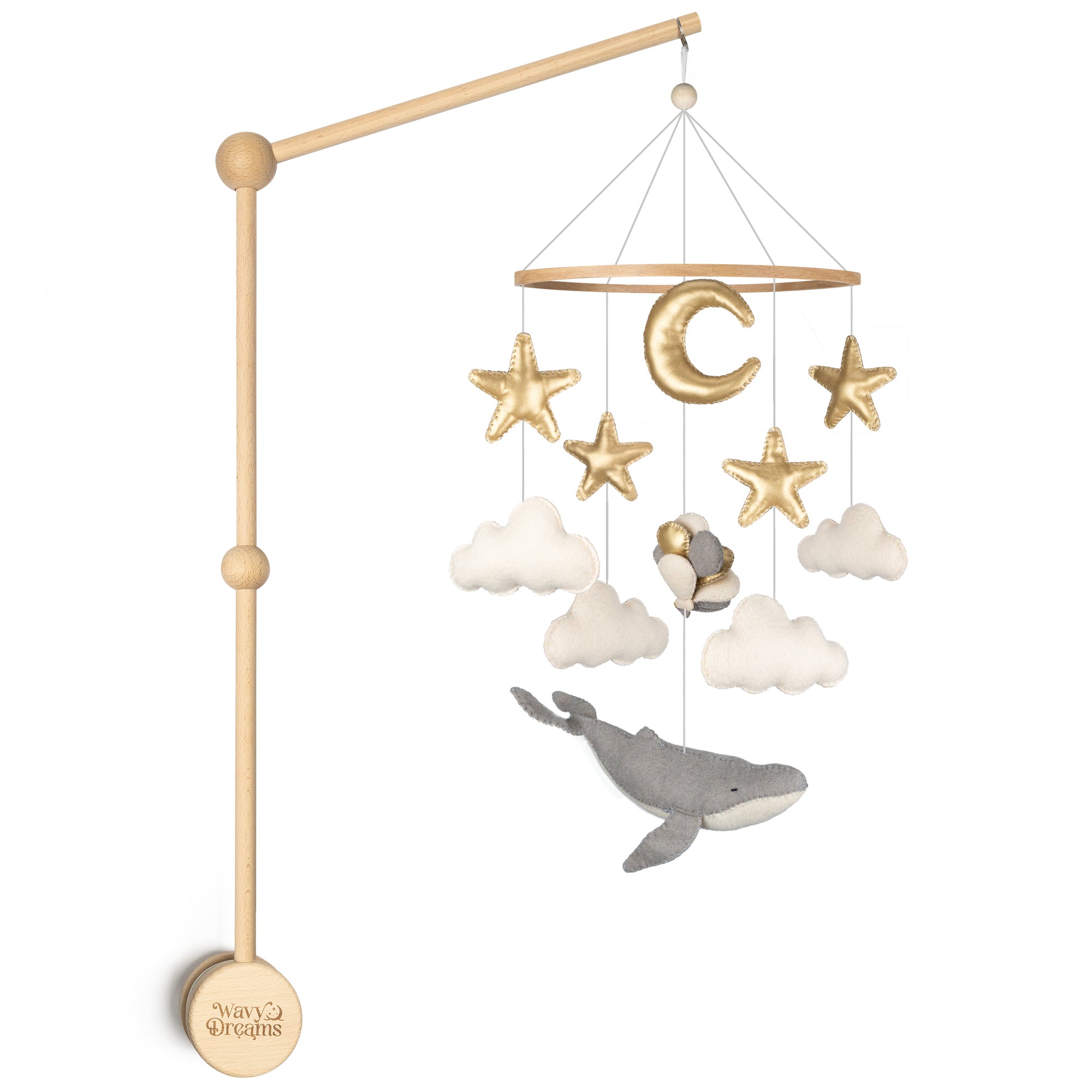 Grey Whale Crib Mobile with Holder