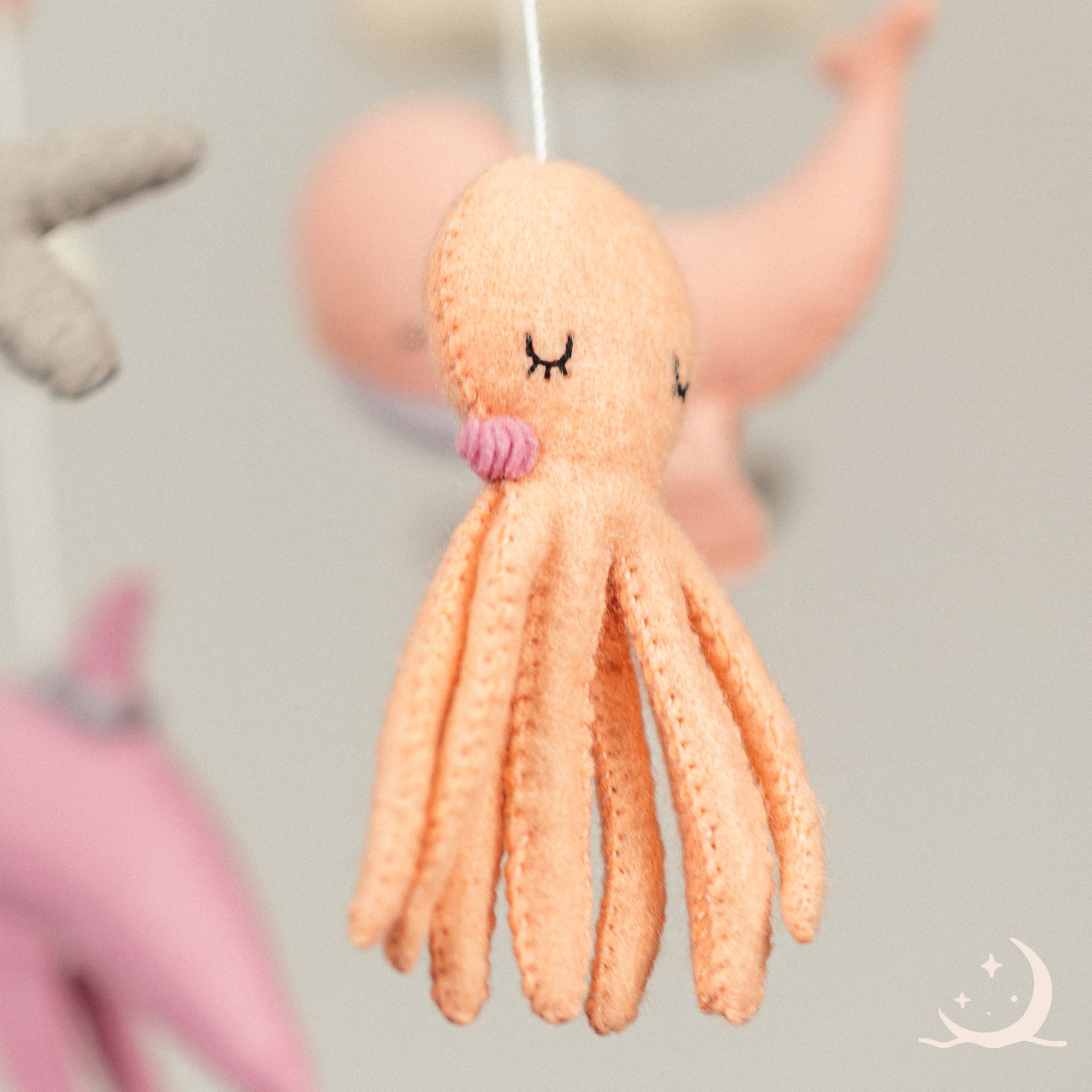 Pink Dolphin Crib Mobile with Holder