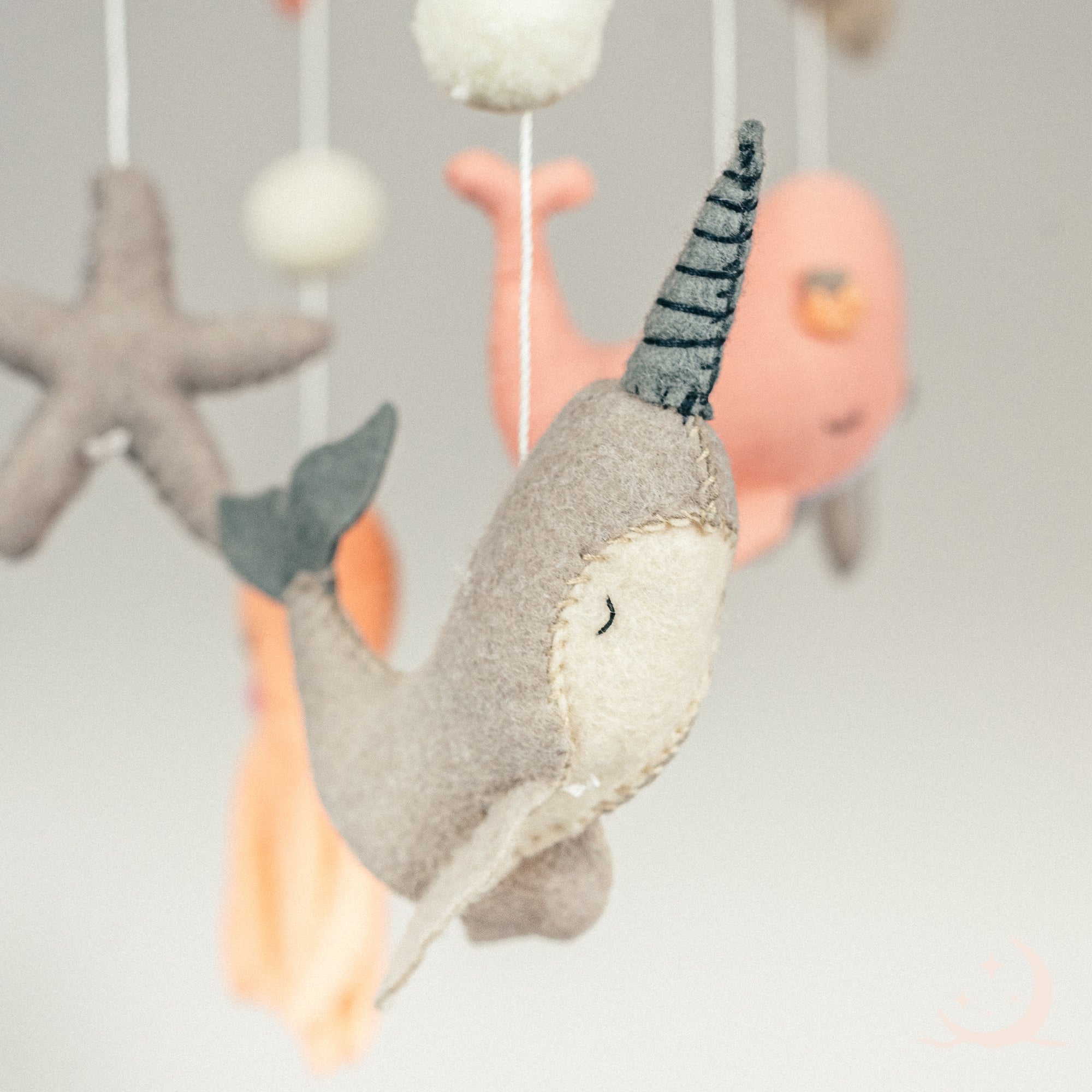 Pink Dolphin Crib Mobile with Holder